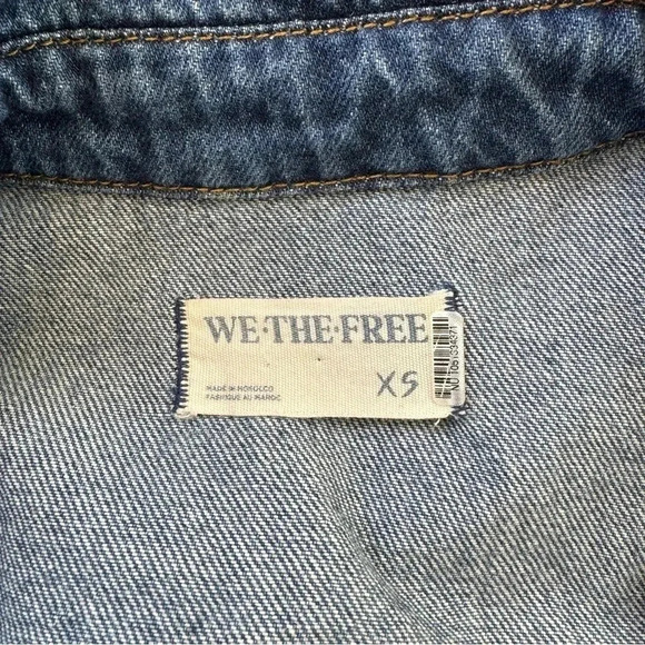 New Free People Marci Coveralls Denim Jumpsuit Blue Utility One Piece XS - Picture 10 of 13